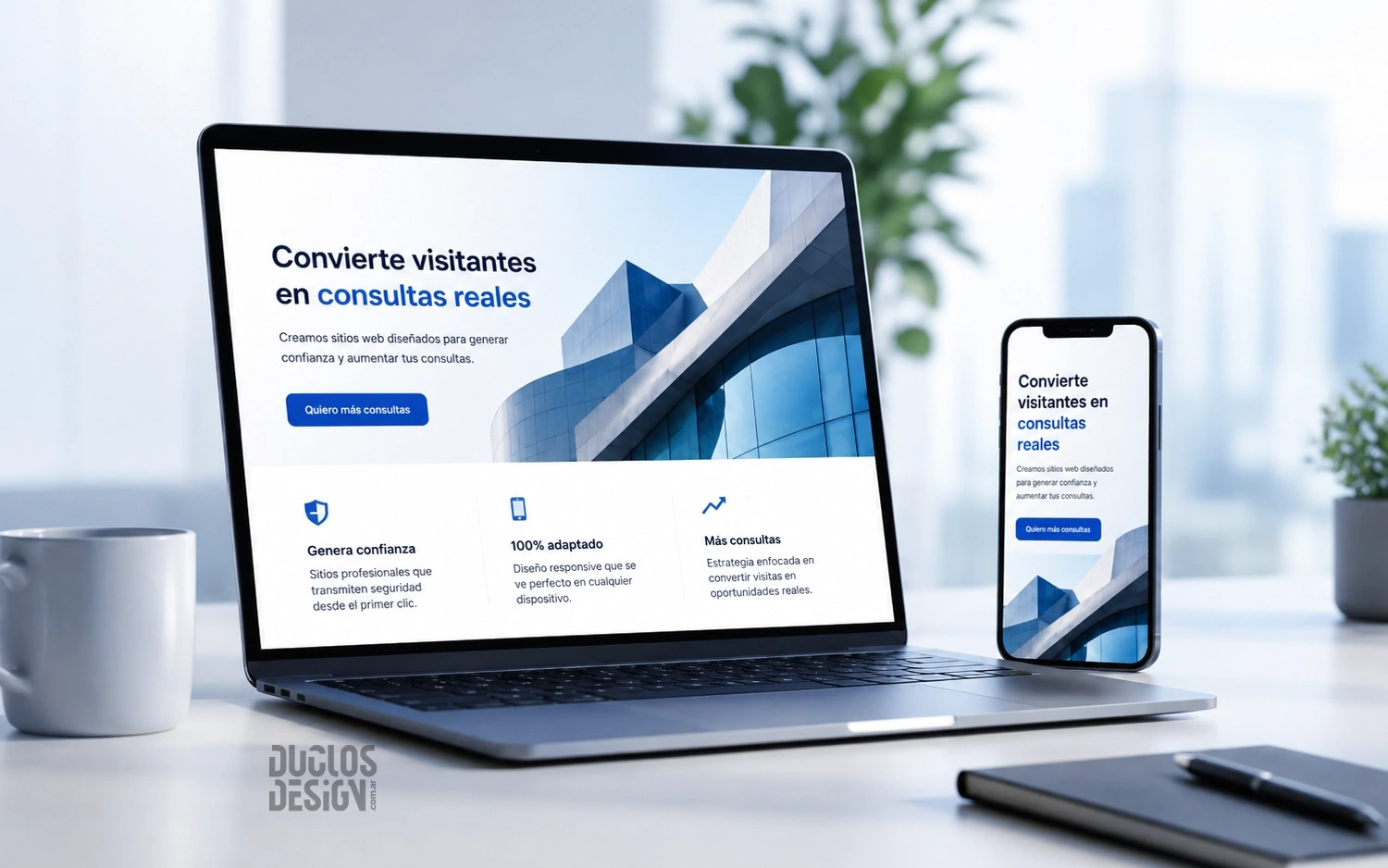 Pantalla de una página web orientada a generar contactos