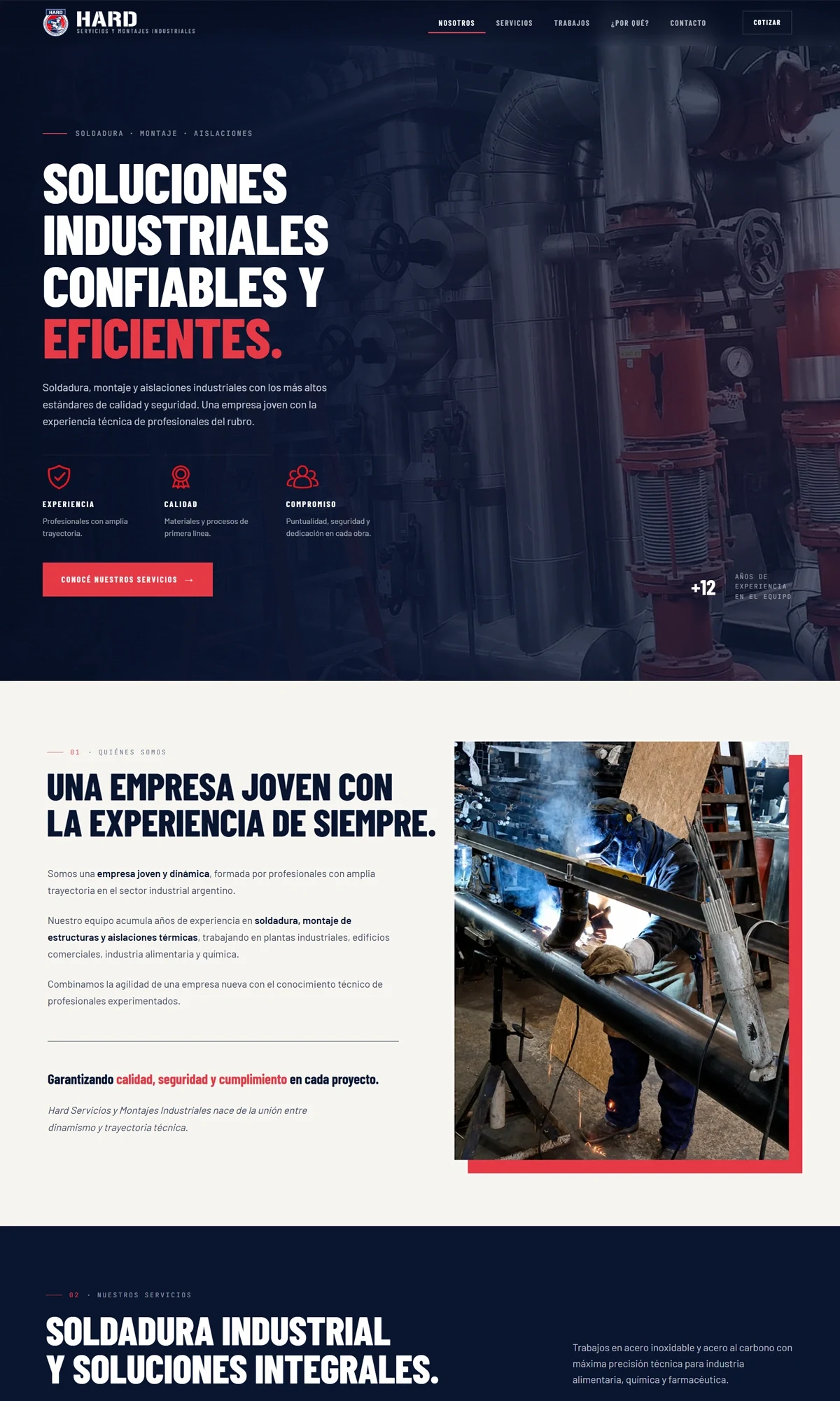 Diseño de página web one page para Hard Montajes, montaje industrial en Buenos Aires, realizado por Duclos Design