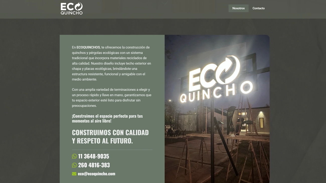 Diseño web para empresa de construcción de quinchos y pérgolas – Ecoquincho