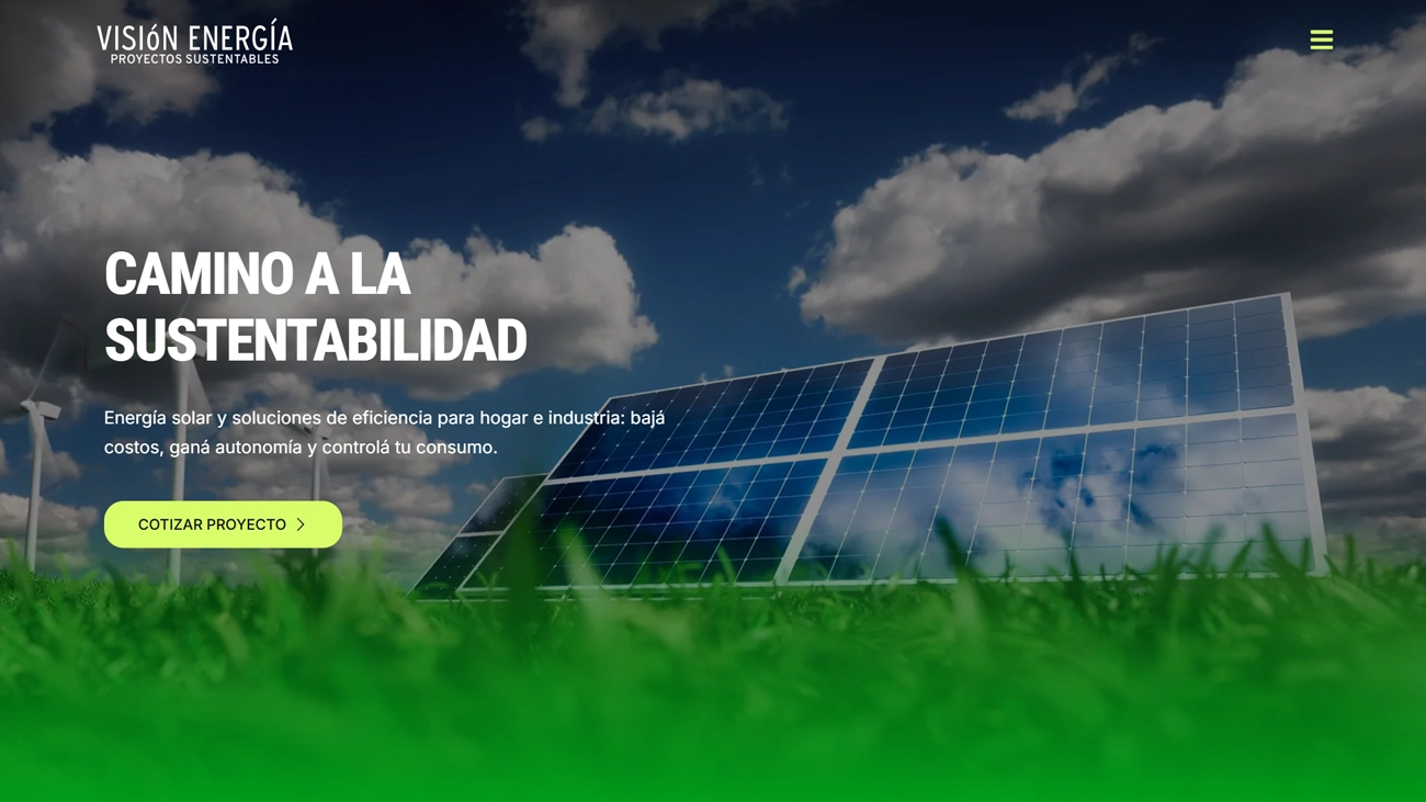 Diseño web para empresa de energía solar y electricidad – Visión Energía