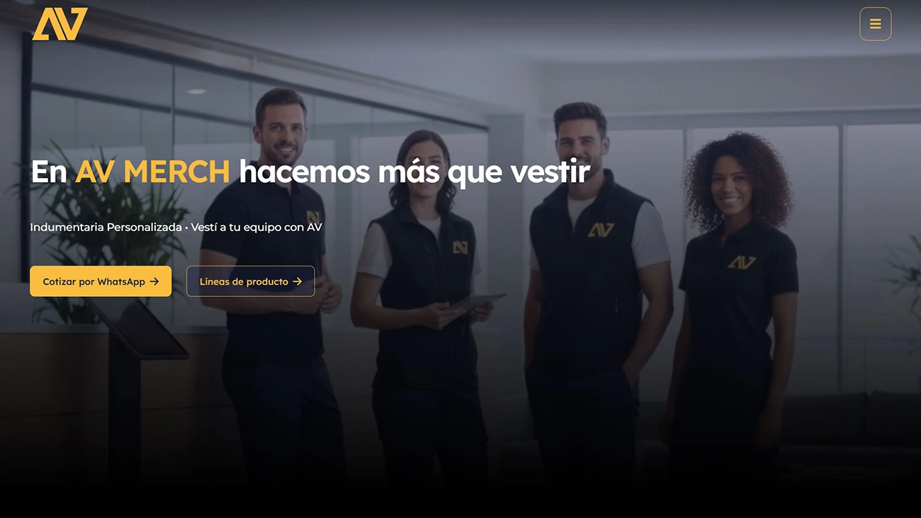 Diseño web para empresa de indumentaria y merchandising – AVMerch