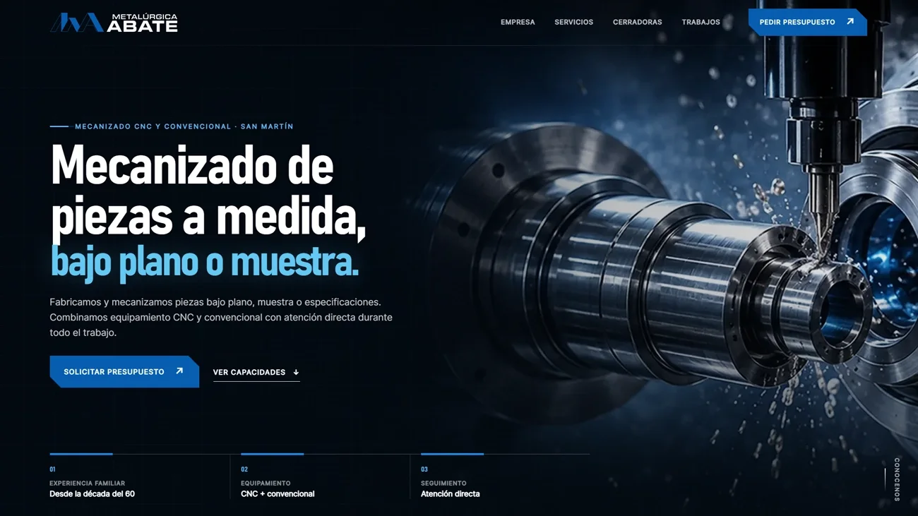 Diseño web institucional para Abate Metalúrgica