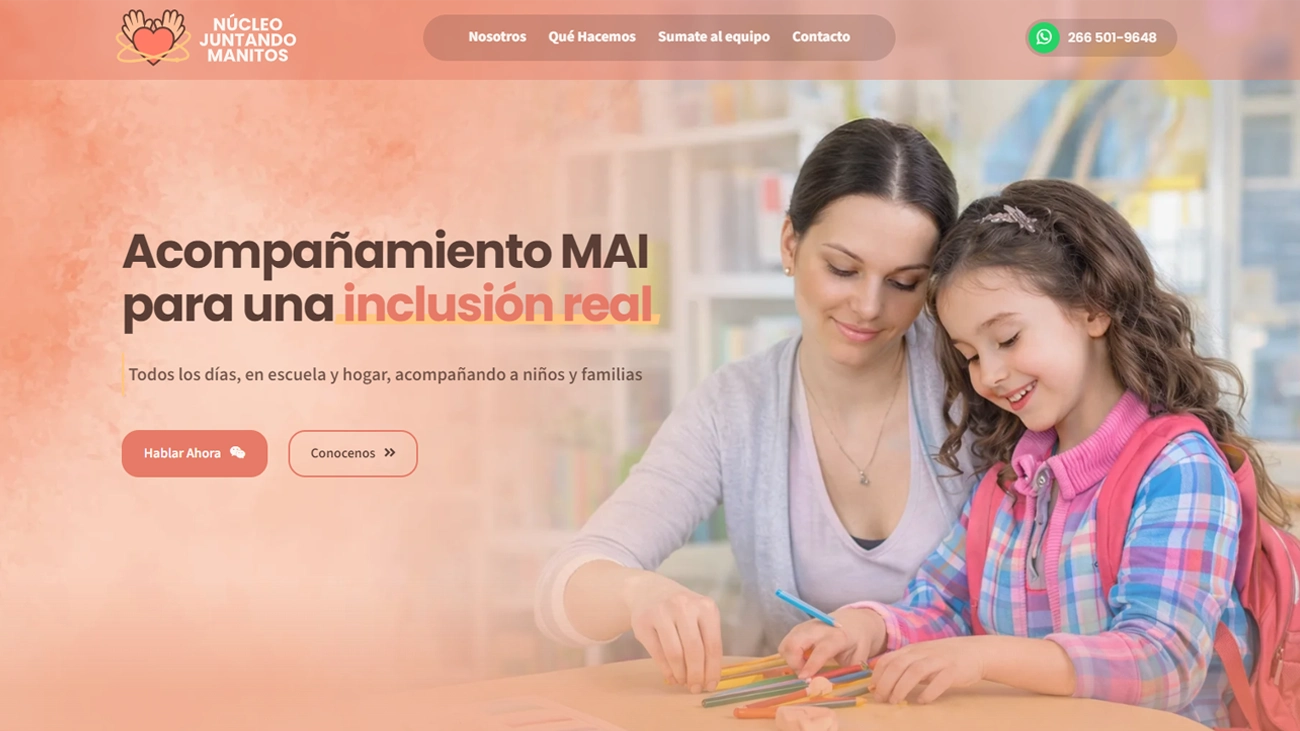 Diseño web para ONG social – Núcleo Juntando Manitos