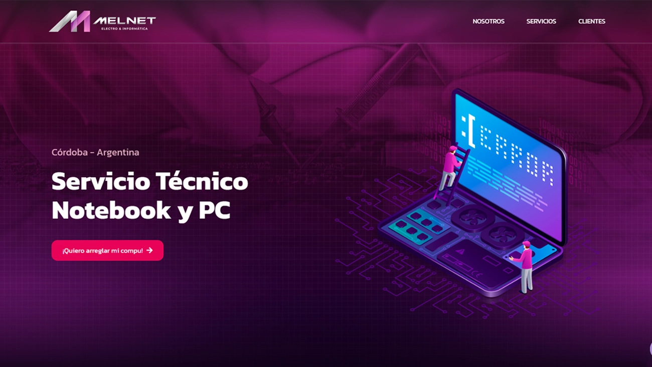 Diseño web para service de electrónica e informática – Melnet