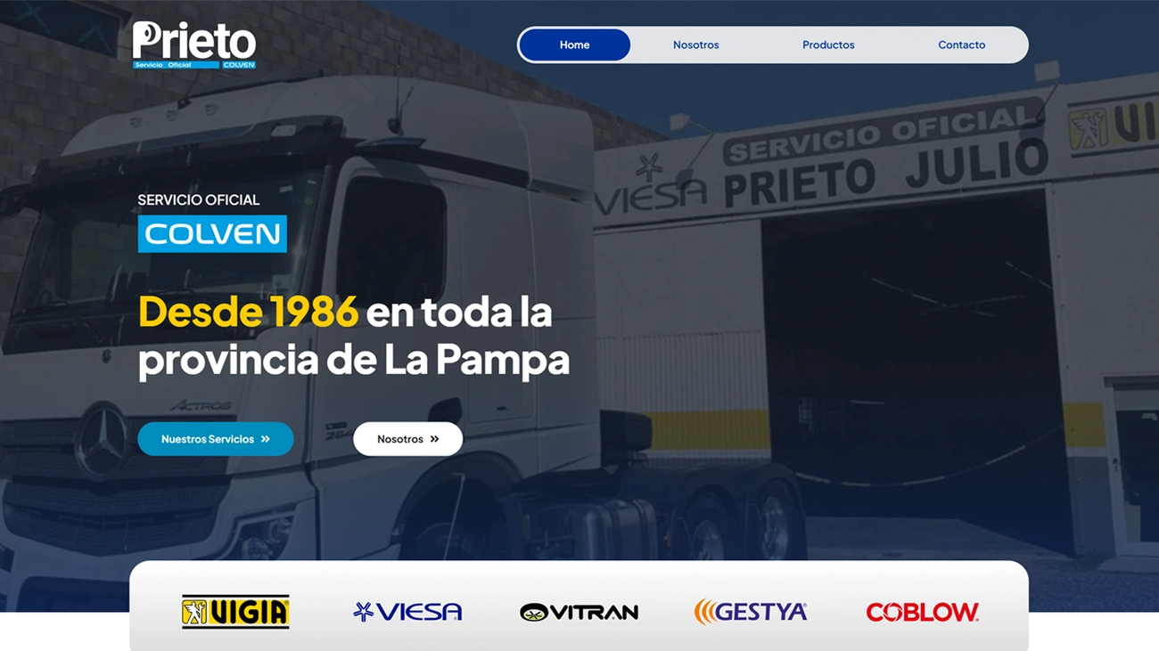 Diseño web para empresa de tecnología para flotas de camiones – Prieto Vigía