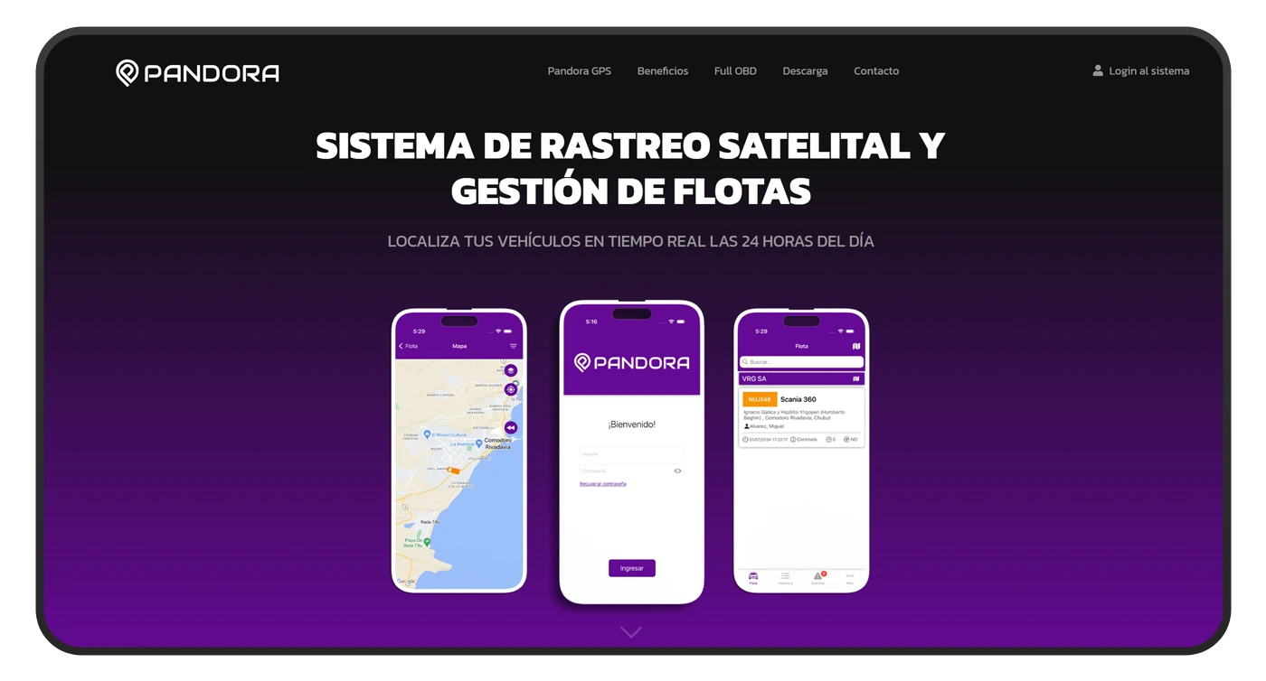 diseño de pagina web pandora gps