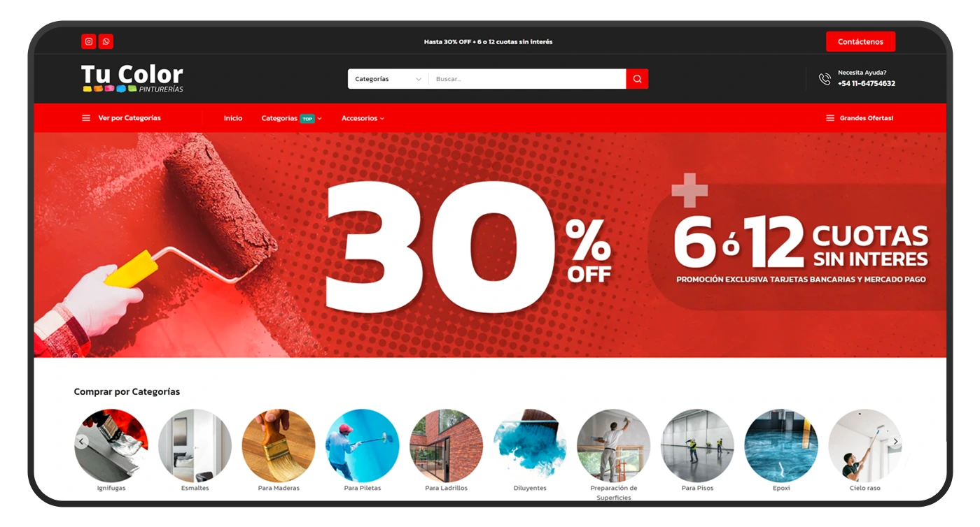 diseño de pagina web tucolor pinturerias