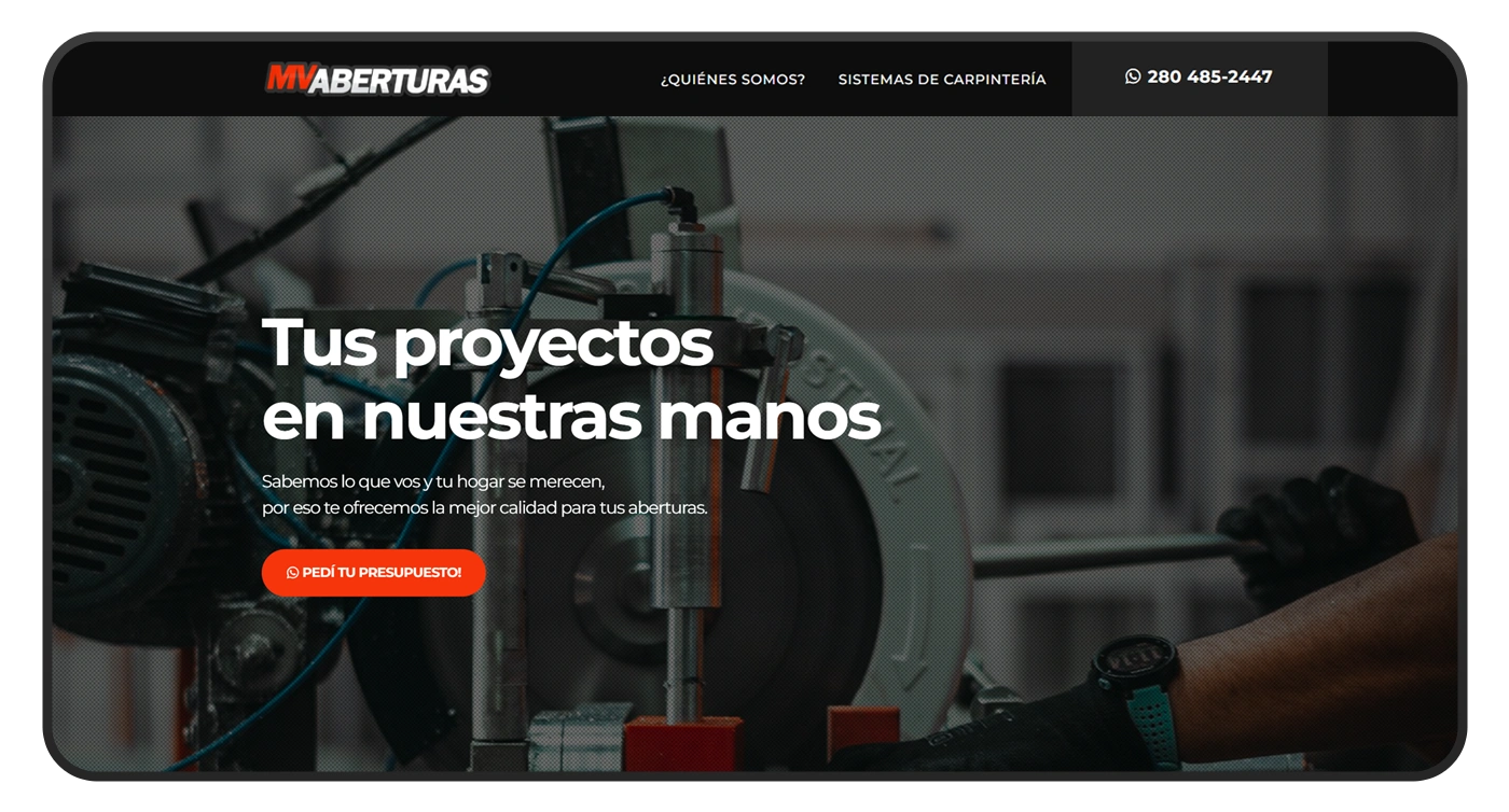 pagina web mv aberturas portada