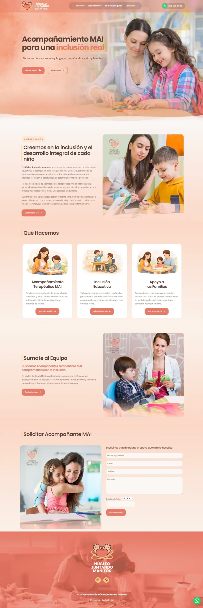 pagina web nucleo juntando manitos