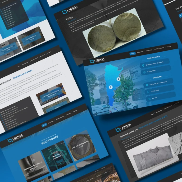 Vista de diseño web desarrollado para Labtesa